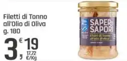 Supermercati Dok Saper di sapori Filetti di Tonno all'Olio di Oliva offerta