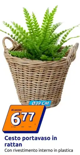 Action Cesto portavaso in rattan offerta