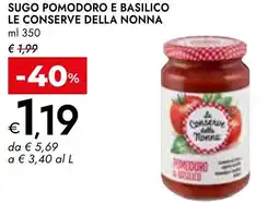Bennet Sugo pomodoro e basilico LE CONSERVE DELLA NONNA offerta