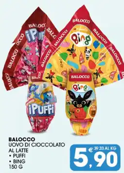 SeBón Supermercati Balocco uovo di cioccolato al latte puffi, bing offerta