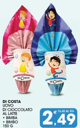 SeBón Supermercati Di costa uovo di cioccolato al latte bimba, bimbo offerta