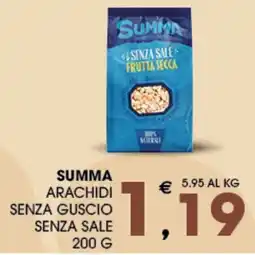 SeBón Supermercati Summa arachidi senza guscio senza sale offerta
