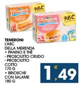 SeBón Supermercati Teneroni l'abc della merenda panino e the, briosche con salame offerta