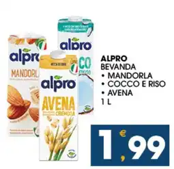 SeBón Supermercati Alpro bevanda mandorla, cocco e riso, avena offerta