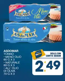 SeBón Supermercati Asdomar tonno meno olio, naturale, all'olio di oliva offerta