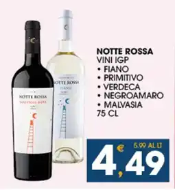 SeBón Supermercati Notte rossa vini igp fiano, primitivo, verdeca, negroamaro, malvasia offerta
