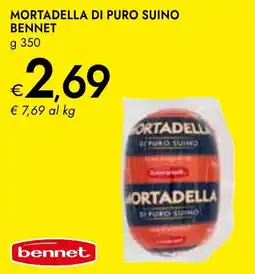 Bennet Mortadella di puro suino BENNET offerta