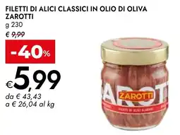Bennet Filetti di alici classici in olio di oliva ZAROTTI offerta