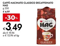 Bennet Caffè macinato classico decaffeinato HAG offerta