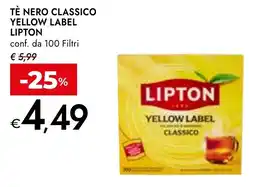 Bennet Tè nero classico yellow label LIPTON offerta