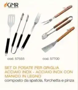 Brico OK GMR set di posate per griglia acciaio inox - acciaio inox con manico in legno offerta