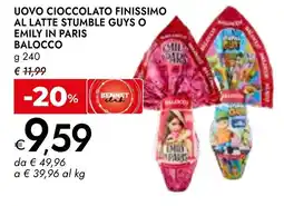 Bennet Uovo cioccolato finissimo al latte stumble guys o emily in paris BALOCCO offerta
