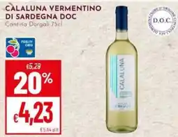 Pan Calaluna vermentino di sardegna doc offerta