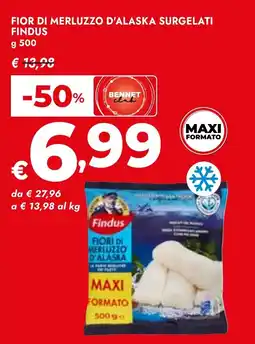 Bennet Fior di merluzzo d'alaska surgelati FINDUS offerta