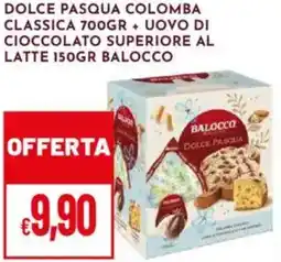 Pan Dolce pasqua colomba classica + uovo di cioccolato superiore al latte BALOCCO offerta