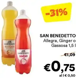 Unes SAN BENEDETTO Allegra, Ginger o Gassosa offerta