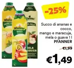 Unes Succo di ananas e cocco, mango e maracuja, mela o guava offerta