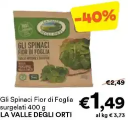 Unes Gli Spinaci Fior di Foglia surgelati LA VALLE DEGLI ORTI offerta