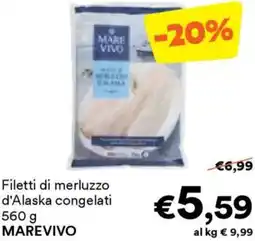 Unes Filetti di merluzzo d'Alaska congelati MAREVIVO offerta