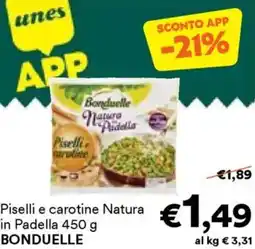 Unes Piselli e carotine Natura in Padella BONDUELLE offerta