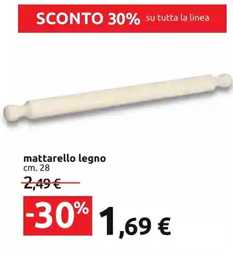 Carrefour Iper mattarello legno 28cm. offerta