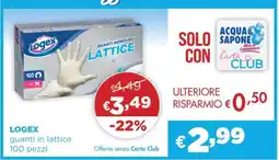 Acqua & Sapone LOGEX guanti in lattice 100 pezzi offerta