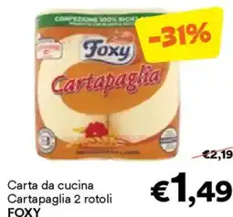 Unes Carta da cucina Cartapaglia 2 rotoli FOXY offerta