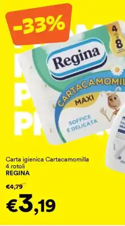 Unes Carta igienica Cartacamomilla 4 rotoli REGINA offerta