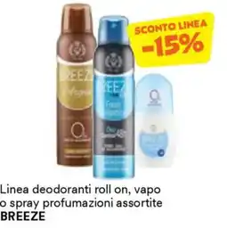 Unes Linea deodoranti roll on, vapo o spray BREEZE offerta