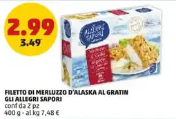 PENNY Filetto di merluzzo d'alaska al gratin GLI ALLEGRI SAPORI offerta