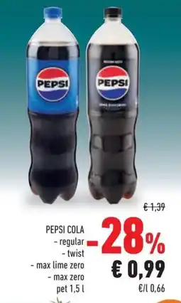 Conad PEPSI COLA regular, twist, max lime zero, max zero offerta