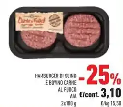 Conad Hamburger di suino e bovino carne al fuoco AIA offerta