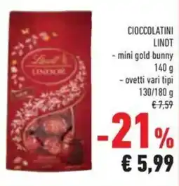 Conad Cioccolatini lindt mini gold bunny, ovetti offerta