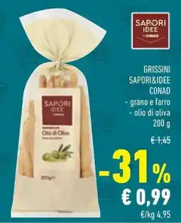 Conad Grissini sapori&idee conad grano e farro, olio di oliva offerta