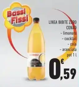 Conad Linea bibite zero conad limonata, cocktail, cola, aranciata offerta