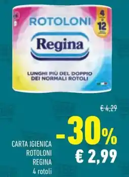 Conad Carta igienica rotoloni REGINA offerta