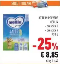 Conad Latte in polvere mellin crescita 3, crescita 4 offerta