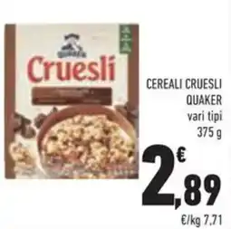 Conad Cereali cruesli QUAKER offerta