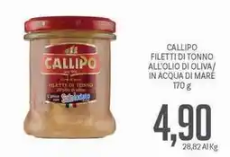 Supermercati Piccolo Callipo filetti di tonno all'olio di oliva/ in acqua di mare offerta