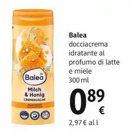 dm drogerie markt Balea docciacrema idratante al profumo di latte e miele offerta
