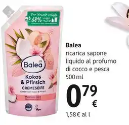 dm drogerie markt Balea ricarica sapone liquido al profumo di cocco e pesca offerta