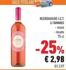 Conad Negroamaro i.g.t. li tamarici rosso, rosato offerta