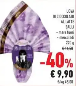 Conad Superstore Uova di cioccolato al latte BAULI offerta