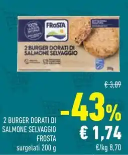 Conad Superstore 2 burger dorati di salmone selvaggio FROSTA surgelati offerta