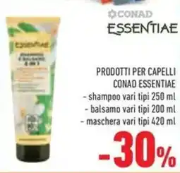 Conad Superstore Prodotti per capelli CONAD ESSENTIAE shampoo-balsamo-maschera offerta