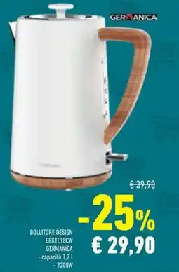Conad Superstore BOLLITORE DESIGN GEKTL18CW GERMANICA offerta