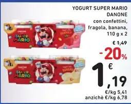 Spazio Conad Yogurt super mario DANONE con confettini, fragola, banana, offerta