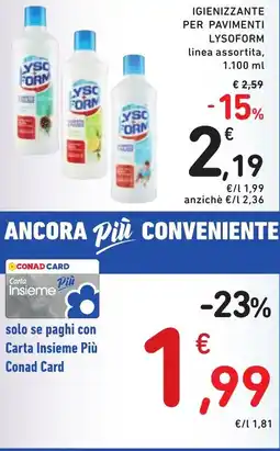 Spazio Conad Igienizzante per pavimenti LYSOFORM offerta