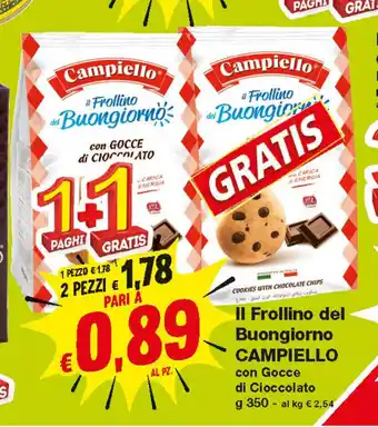 Prix Quality Campiello II Frollino del Buonggiorno con Gocce do Cioccolato 350g + 1 Gratis offerta