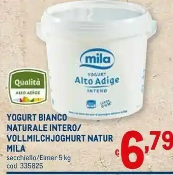 Yogurt bianco naturale intero/ vollmilchjoghurt natur secchiello/ eimer 5 kg